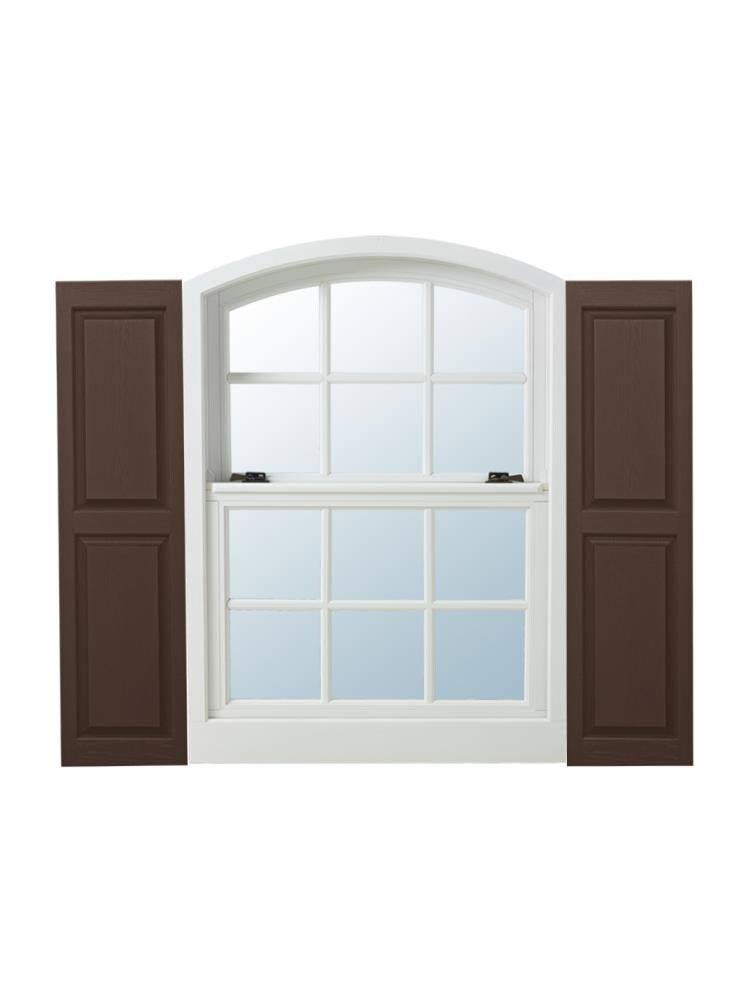 2-Pack Brown Raised Panel Vinyl Exterior Shutters F175
