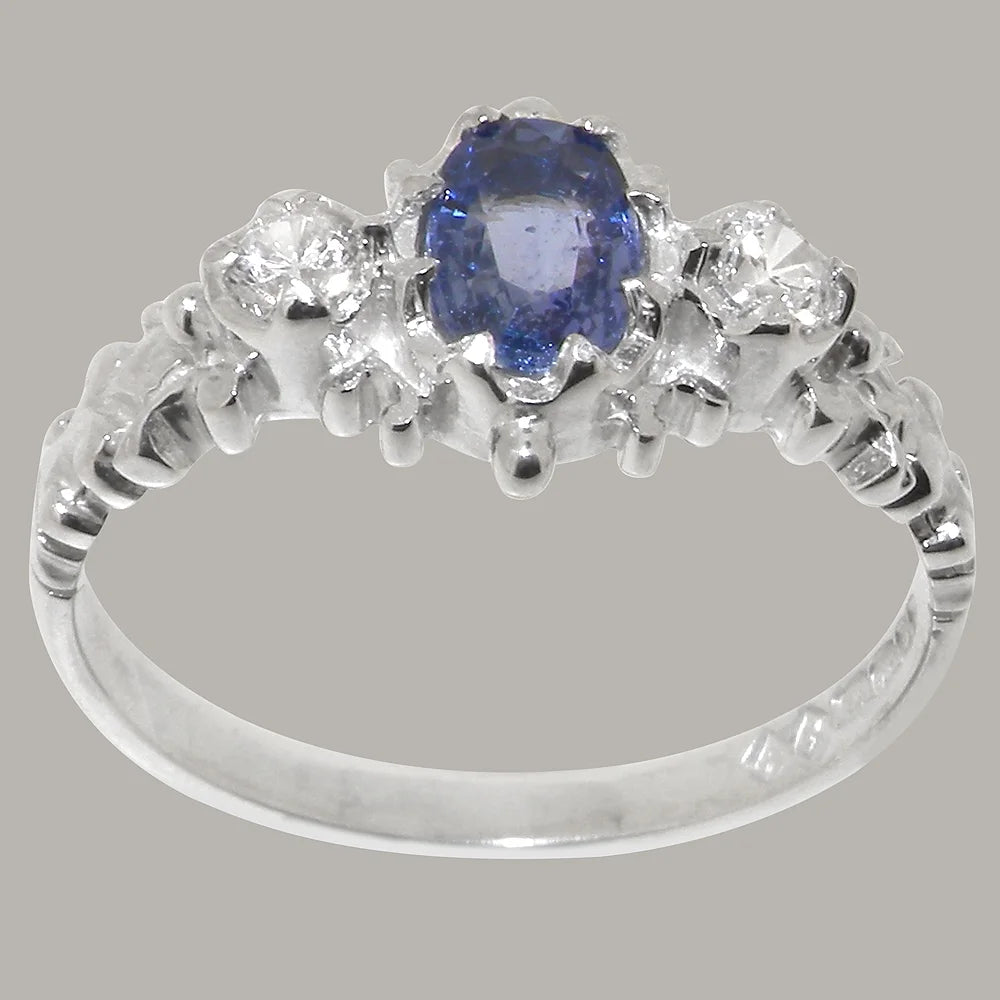 925 Sterling Silver Ring with Natural Sapphire & Cubic Zirconia Y40068