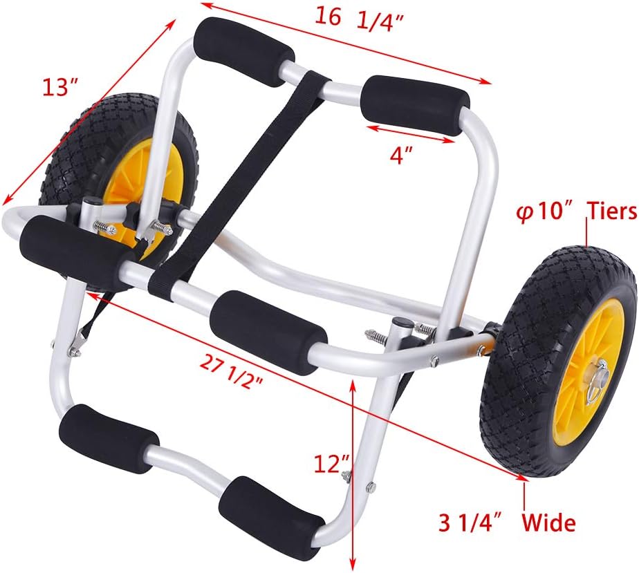 Silver Aluminum Alloy Canoeing Trailer Cart Pack of 2 S7787