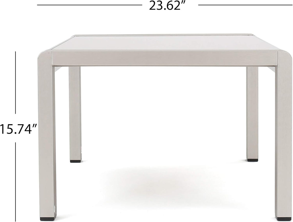 Silver Aluminum Coffee Table with Glass Top P224