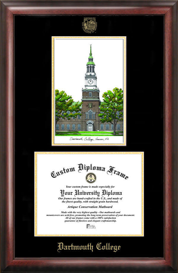 Gold Embossed Diploma Frame with Campus Images Lithograph W2384