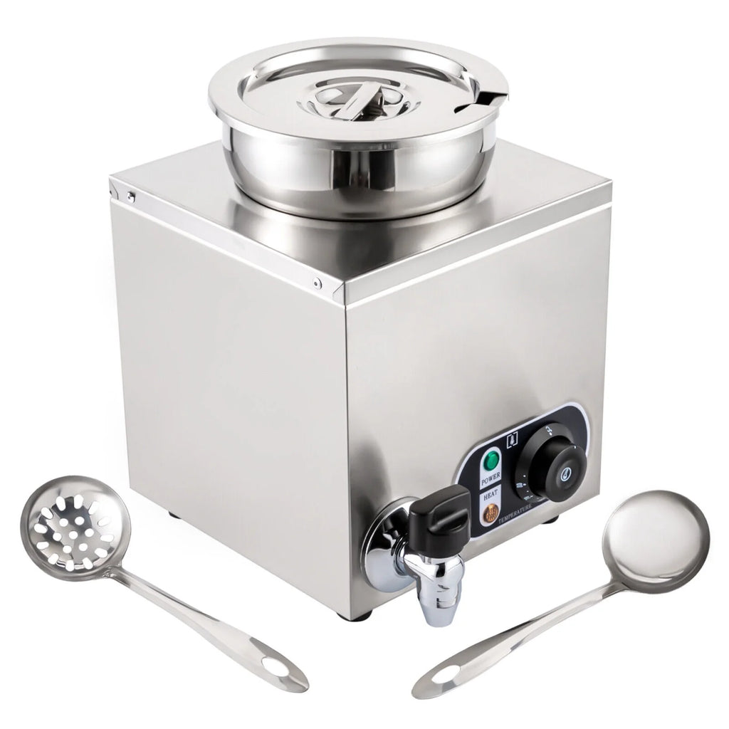 Commercial Soup Warmer Electric Food Warmer, Stainless Steel Countertop Soup Pot with Tap L1461