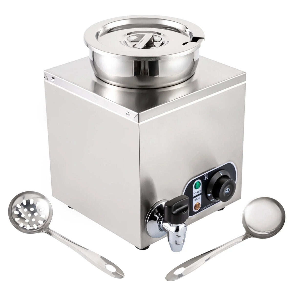 Commercial Soup Warmer Electric Food Warmer, Stainless Steel Countertop Soup Pot with Tap L1461