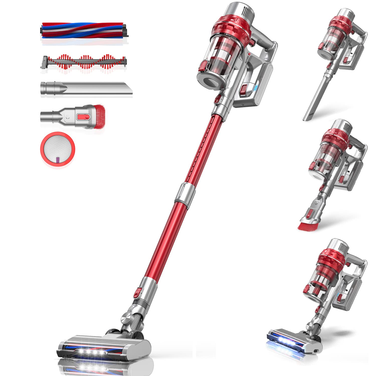 Cordless Stick Vacuum Cleaner with 380W 30KPa, 35min Runtime, Detachable Battery Z8529
