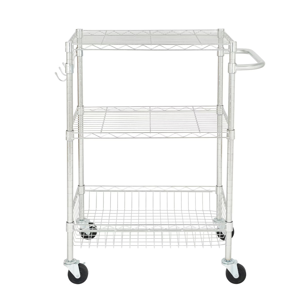 3-Tier Chrome Rolling Cart Q895663
