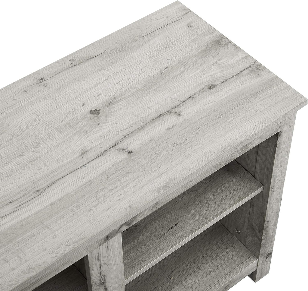 Light Grey Farmhouse Wooden TV Stand with Electric Fireplace Z766