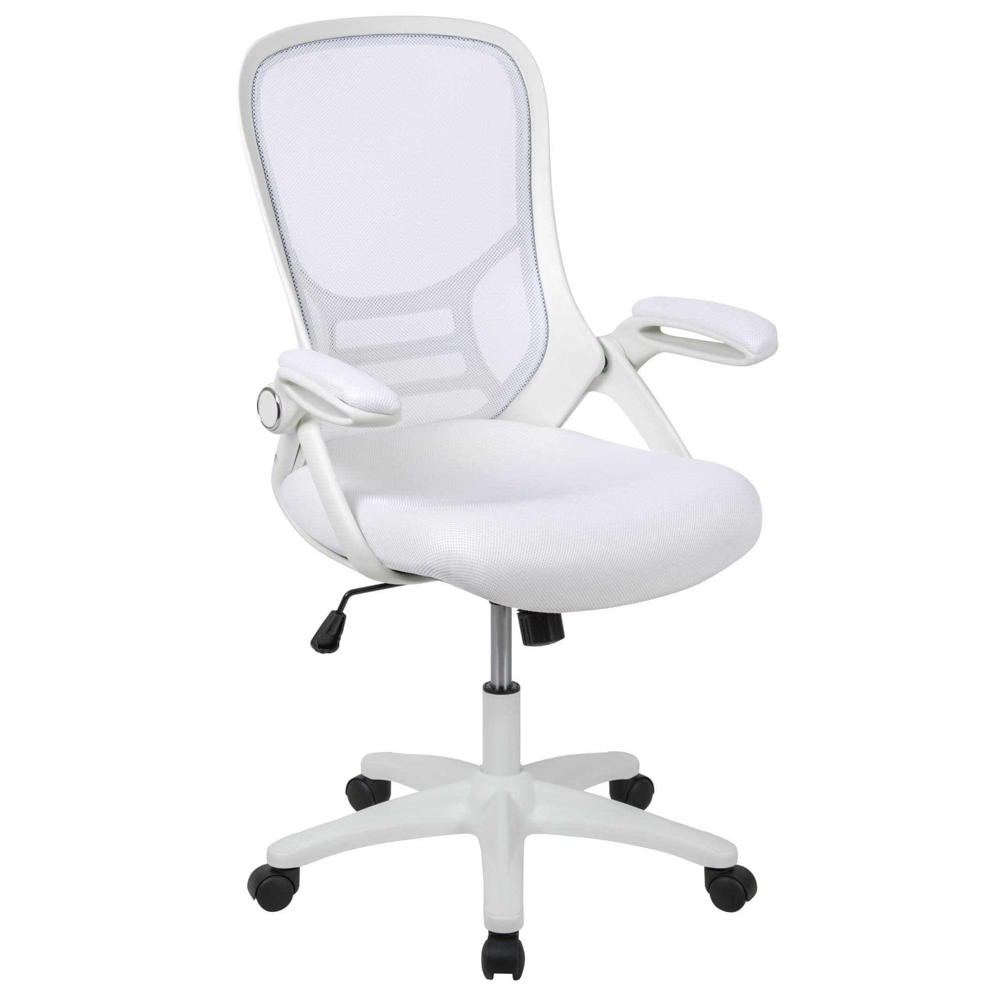 White High Back Mesh Ergonomic Swivel Office Chair with Flip Up Arms U110