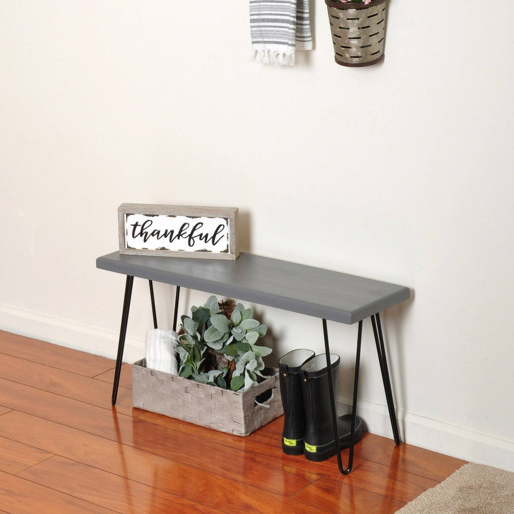 Weathered Gray Wood Bench V335140