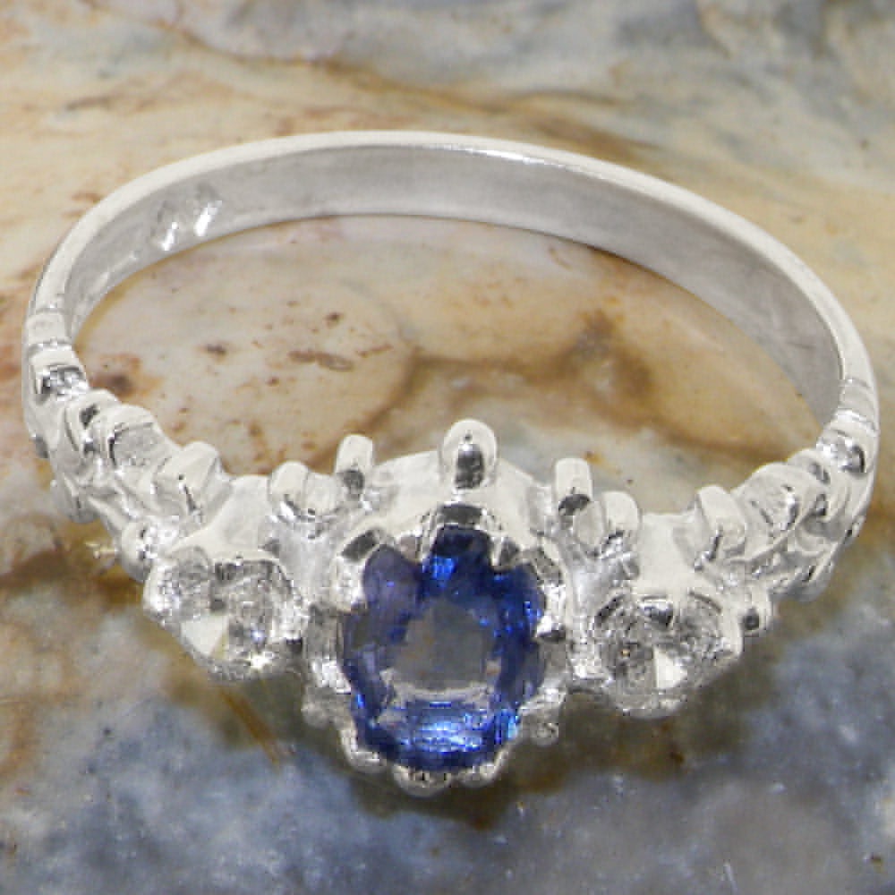 925 Sterling Silver Ring with Natural Sapphire & Cubic Zirconia Y40068