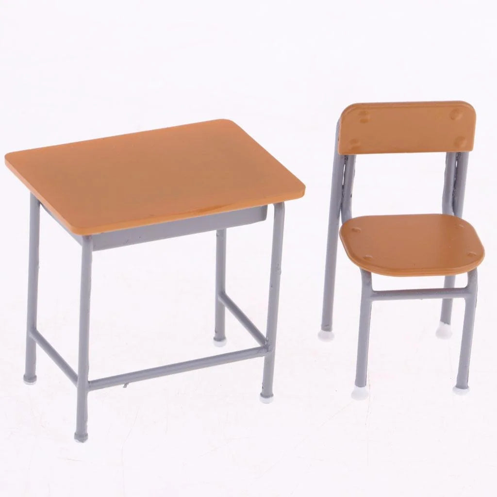 6 Pcs Metal Dollhouse Desk Chair Set W8911
