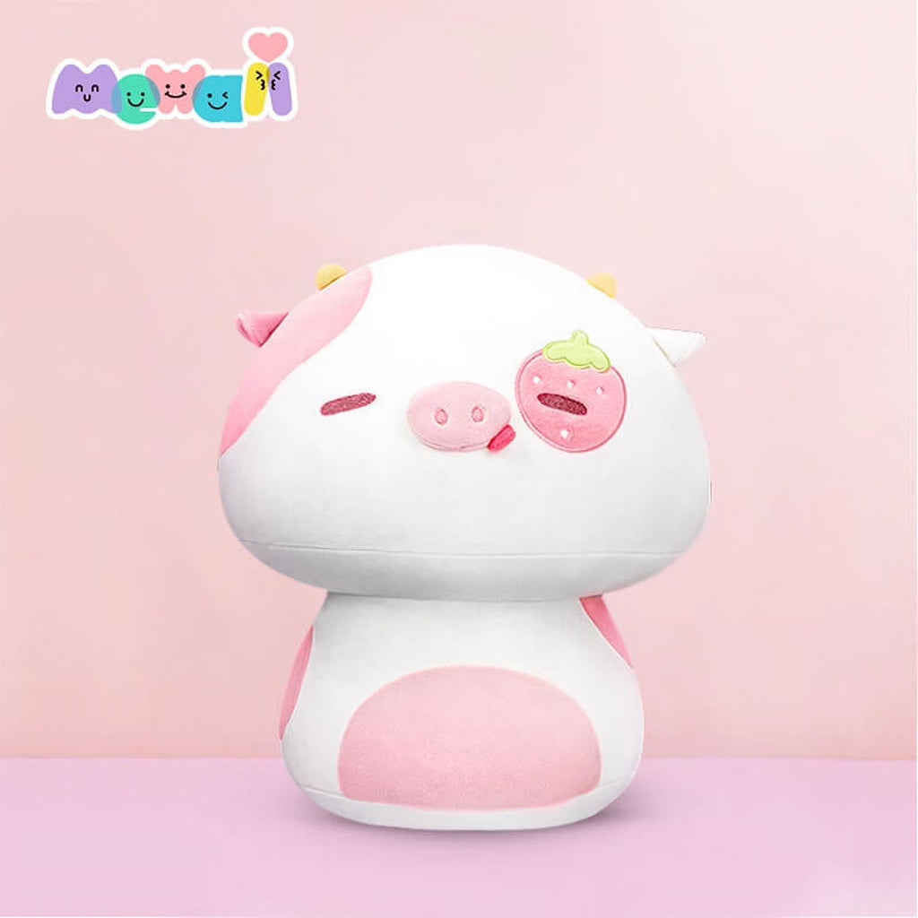 13.5" Mushroom Plushies Strawberry Cow Plush Pillow E343581