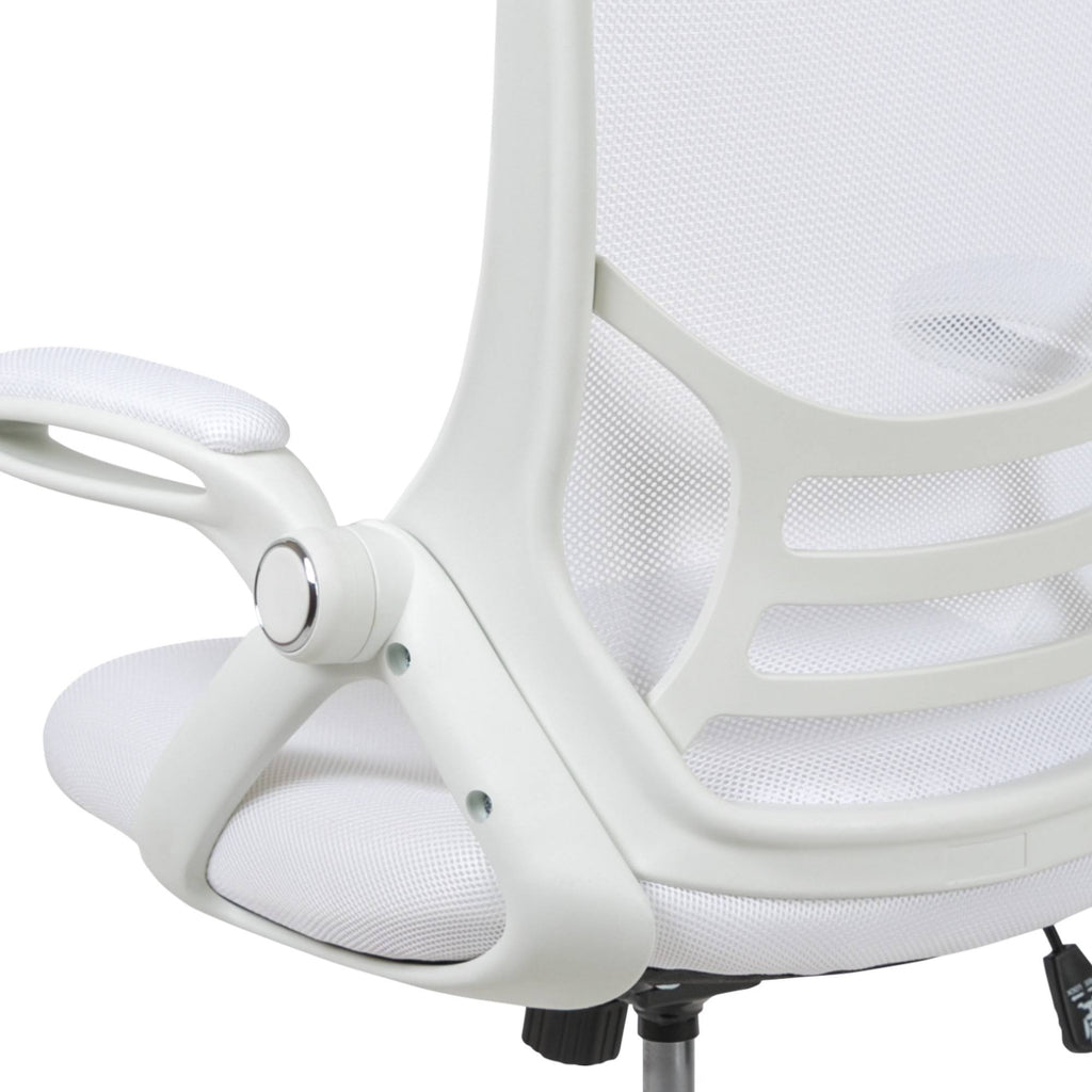 White High Back Mesh Ergonomic Swivel Office Chair with Flip Up Arms U110