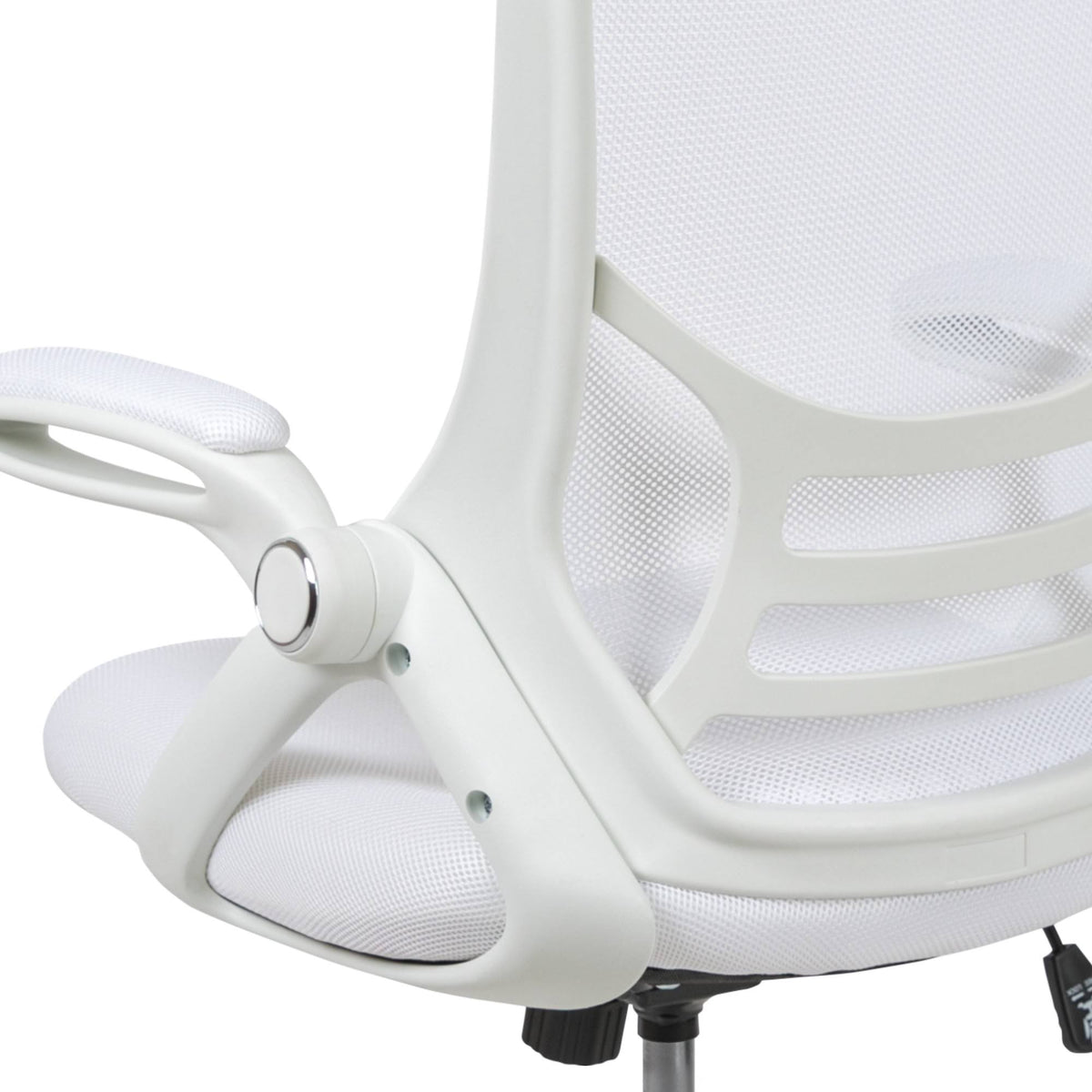 White High Back Mesh Ergonomic Swivel Office Chair with Flip Up Arms U110