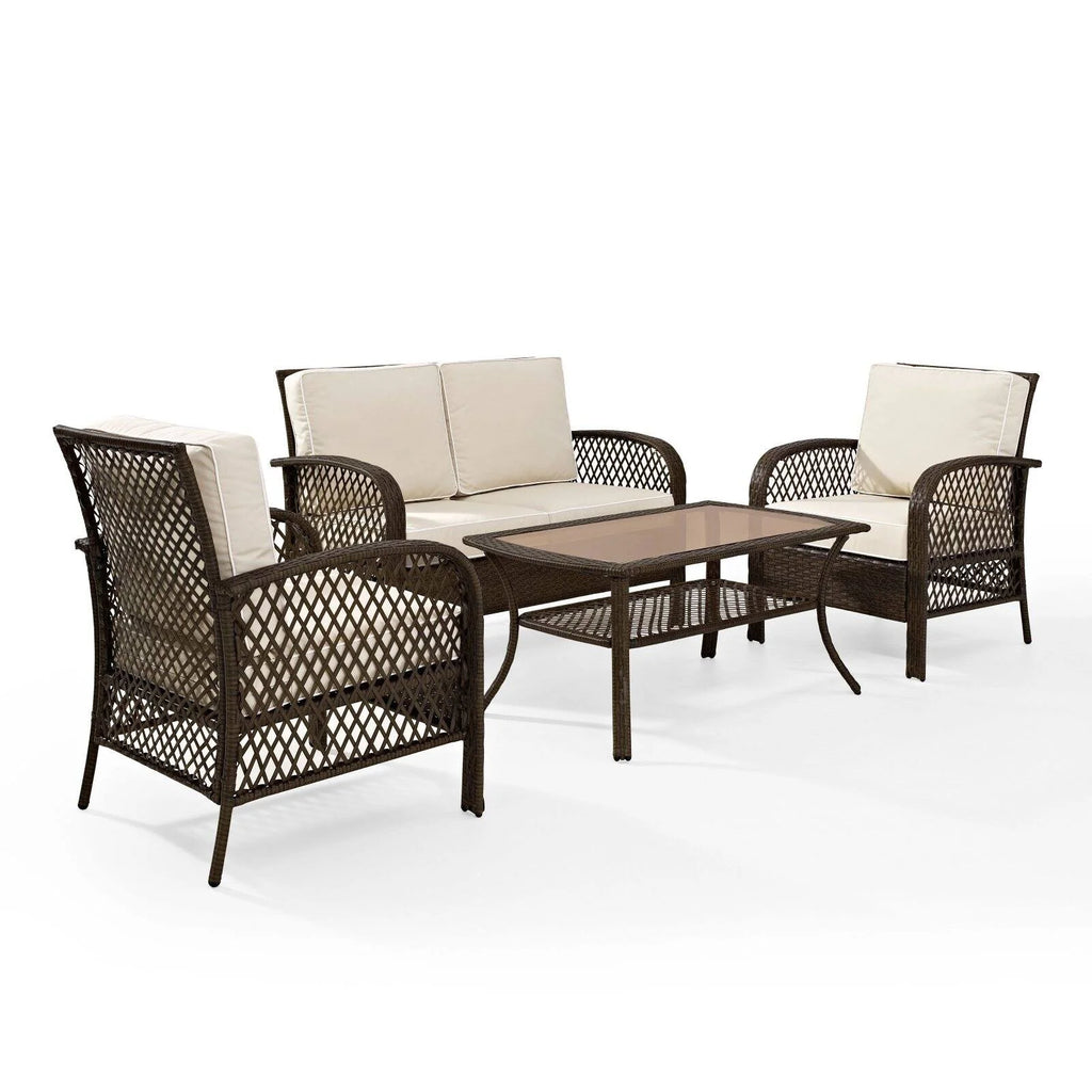 4 Piece Wicker Patio Sofa Set in Brown and Sand K887700