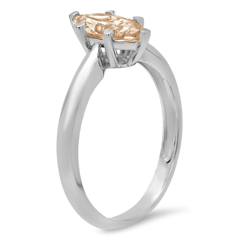 Champagne Simulated Diamond Marquise Cut White Gold Ring Size 8.5 W210