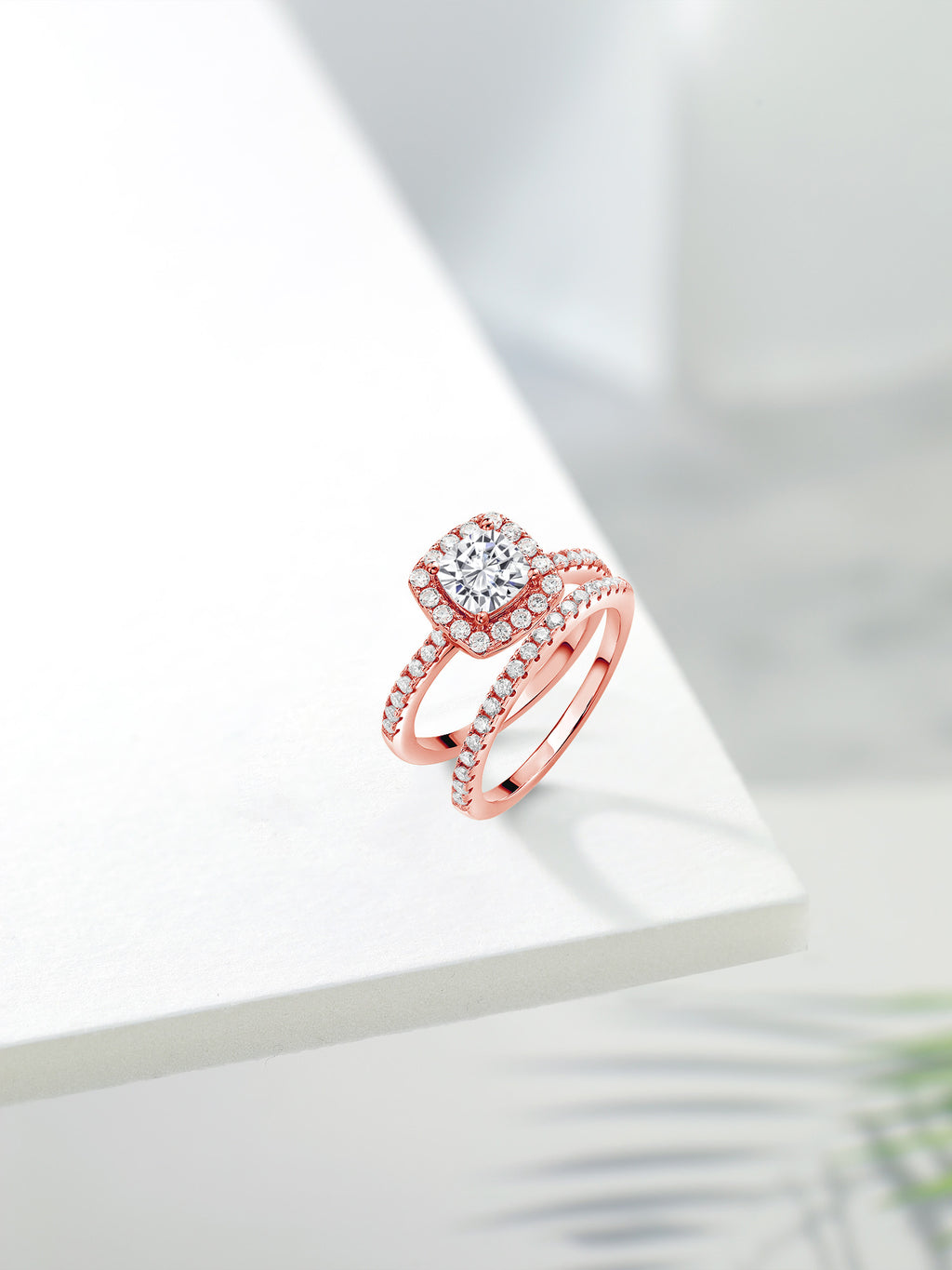 18K Rose Gold Plated Silver Moissanite Wedding Engagement Ring Band (1.62 Cttw) H69052