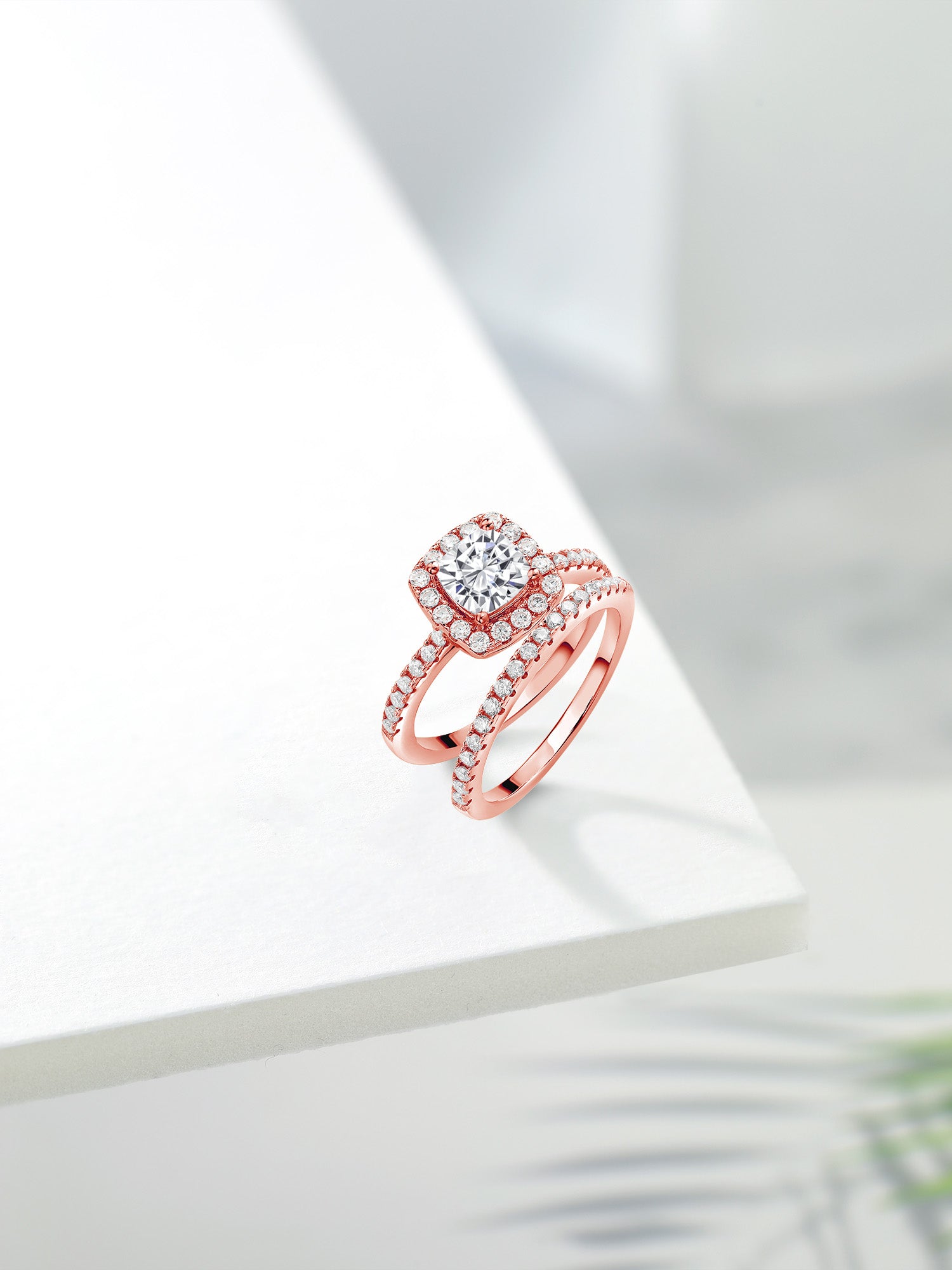 18K Rose Gold Plated Silver Moissanite Wedding Engagement Ring Band (1.62 Cttw) H69052
