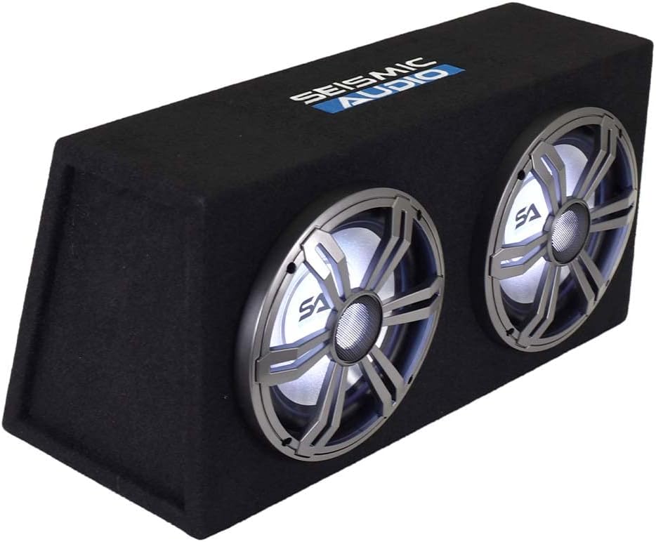 Dual 8 Inch 800 Watt Car Audio Subwoofer Enclosure with RGB Illumination H67813