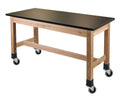 Black Wood Science Lab Table with Chem-Res Top and Casters Y4675
