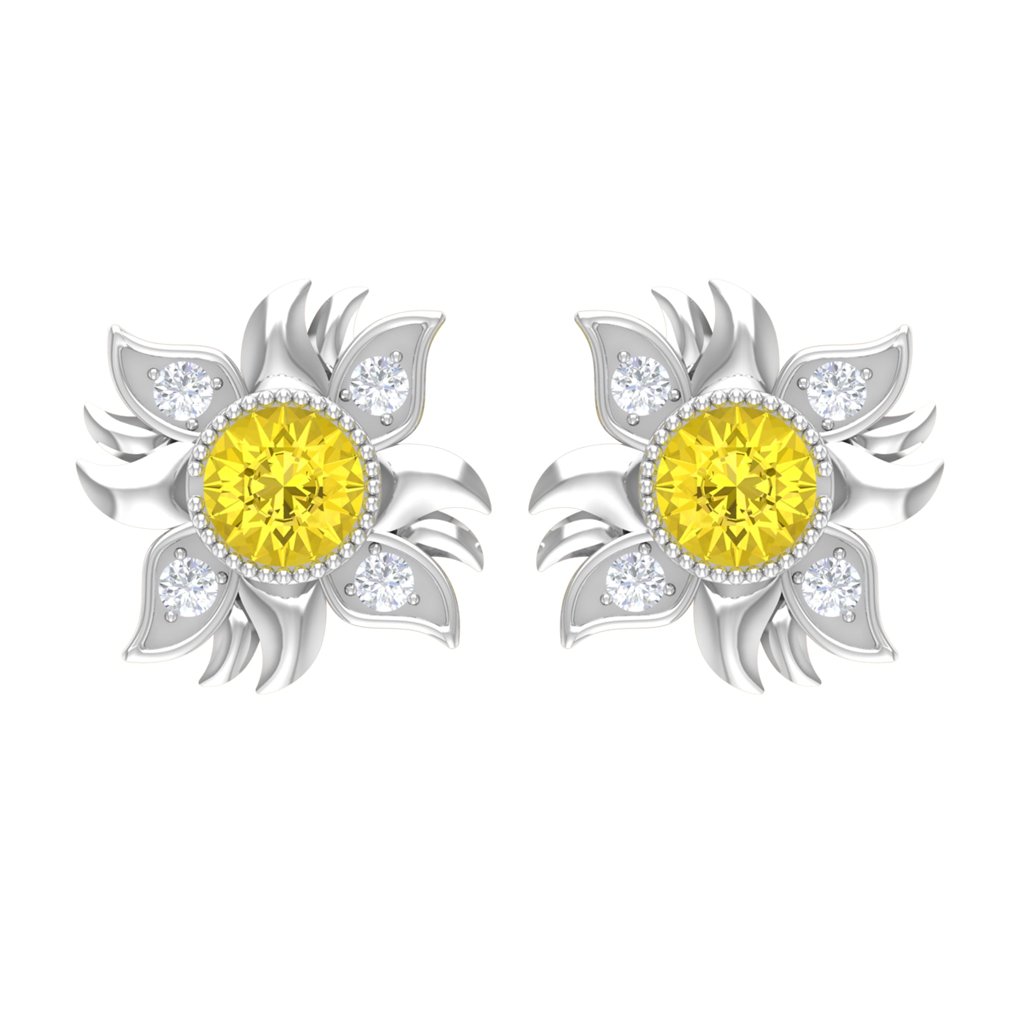 Sunburst Stud Earring, 925 Sterling Silver T616