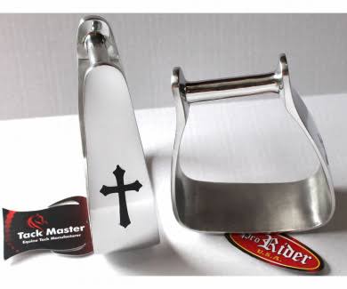 Black Cross Inlay Aluminum Saddle Stirrups R323