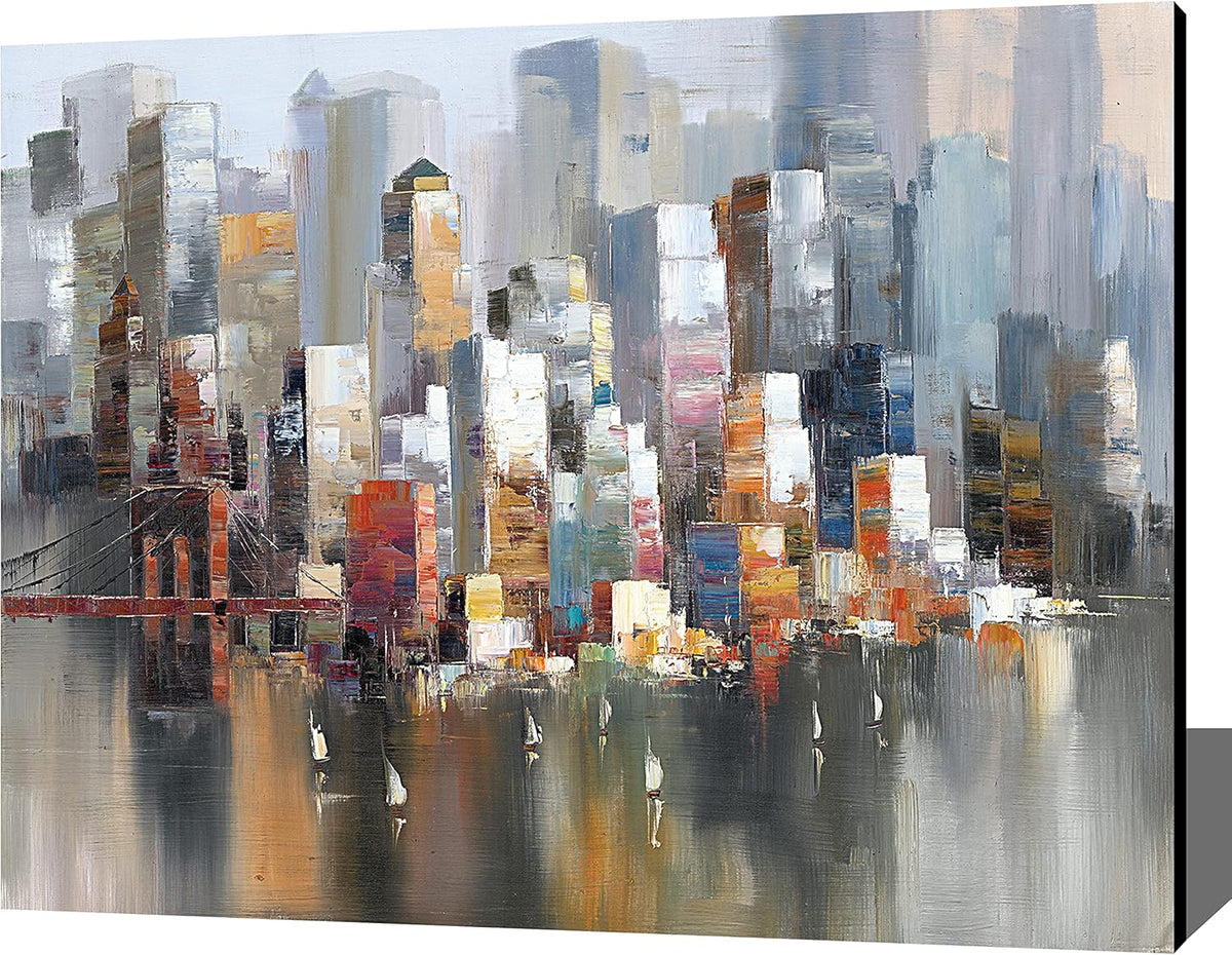 24x36 Inch Colorful Abstract Cityscape Canvas Wall Art D859896