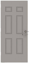6-Panel Steel Gray Security Commercial Door with Hardware G332
