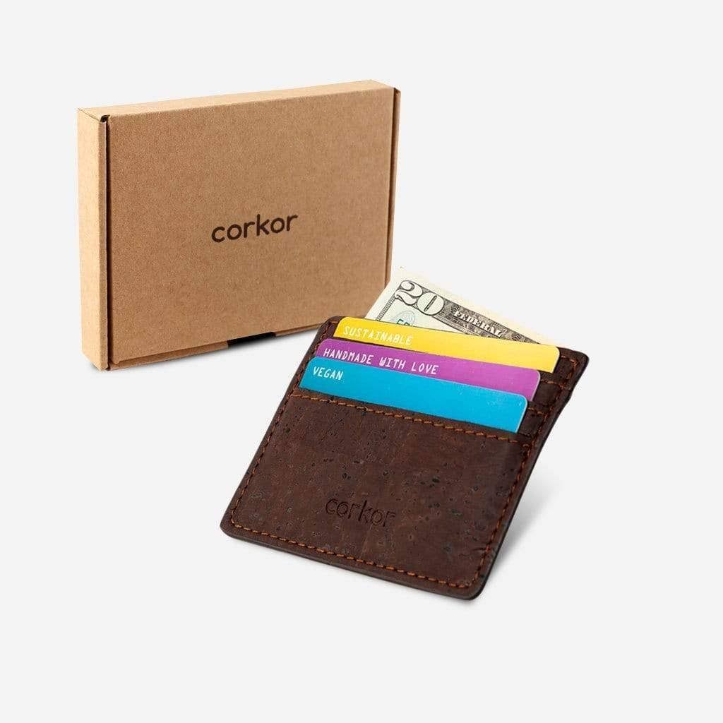 Black Vegan Cork Card Case Wallet T9388
