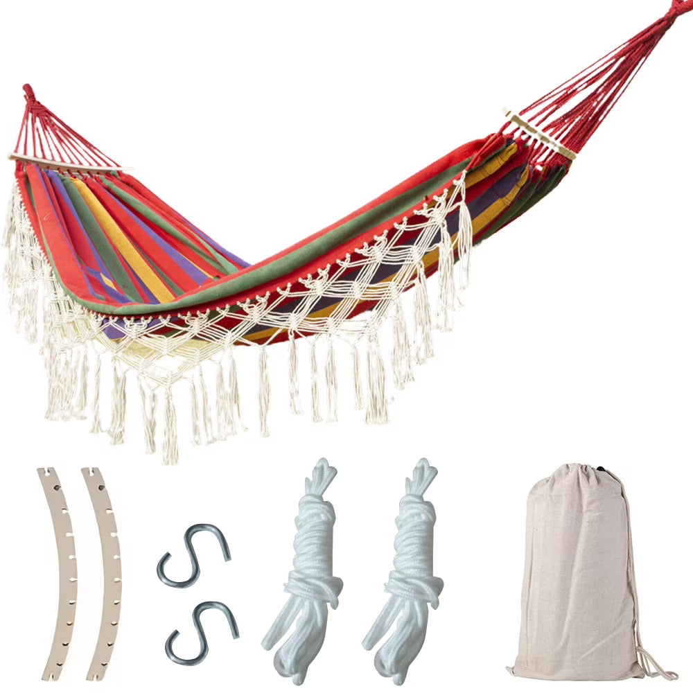 Double Macrame Hammock Two Person Swing Bed Z72946