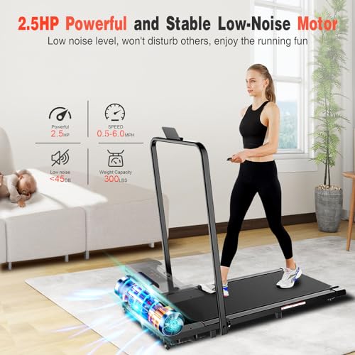 2 in 1 Foldable Treadmill with Handle Bar and Remote Control X5893