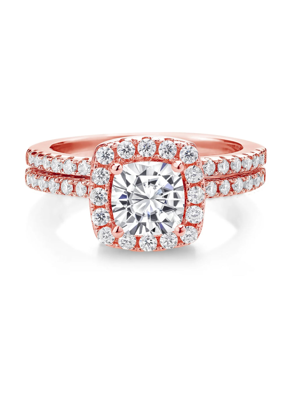 18K Rose Gold Plated Silver Moissanite Wedding Engagement Ring Band (1.62 Cttw) H69052