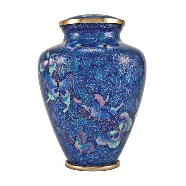 Large Cloisonne Blue Bronze Memorial Urn for Ashes S222