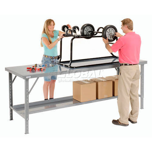 Heavy-Duty Steel Top Workbench - Gray W290