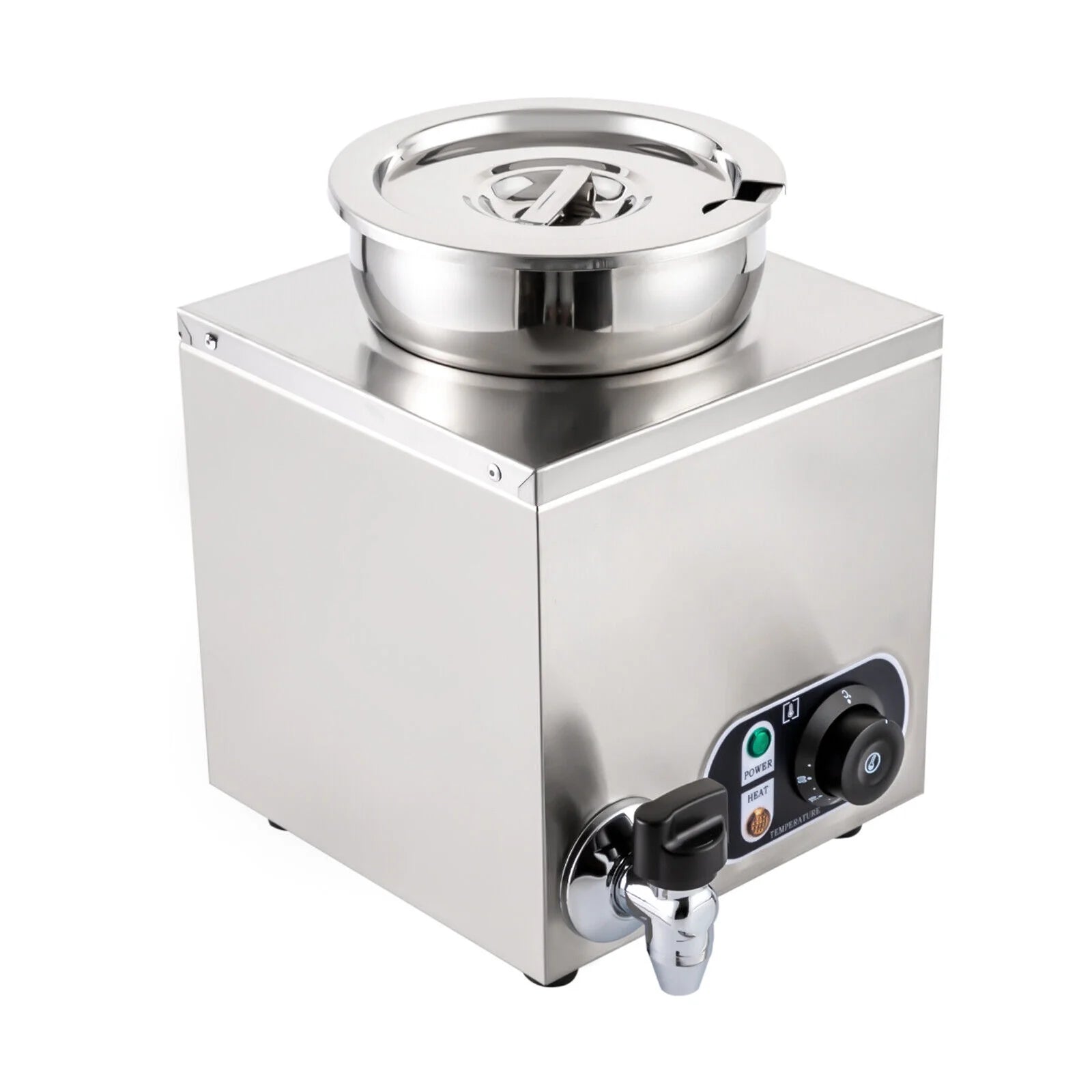 Commercial Soup Warmer Electric Food Warmer, Stainless Steel Countertop Soup Pot with Tap L1461