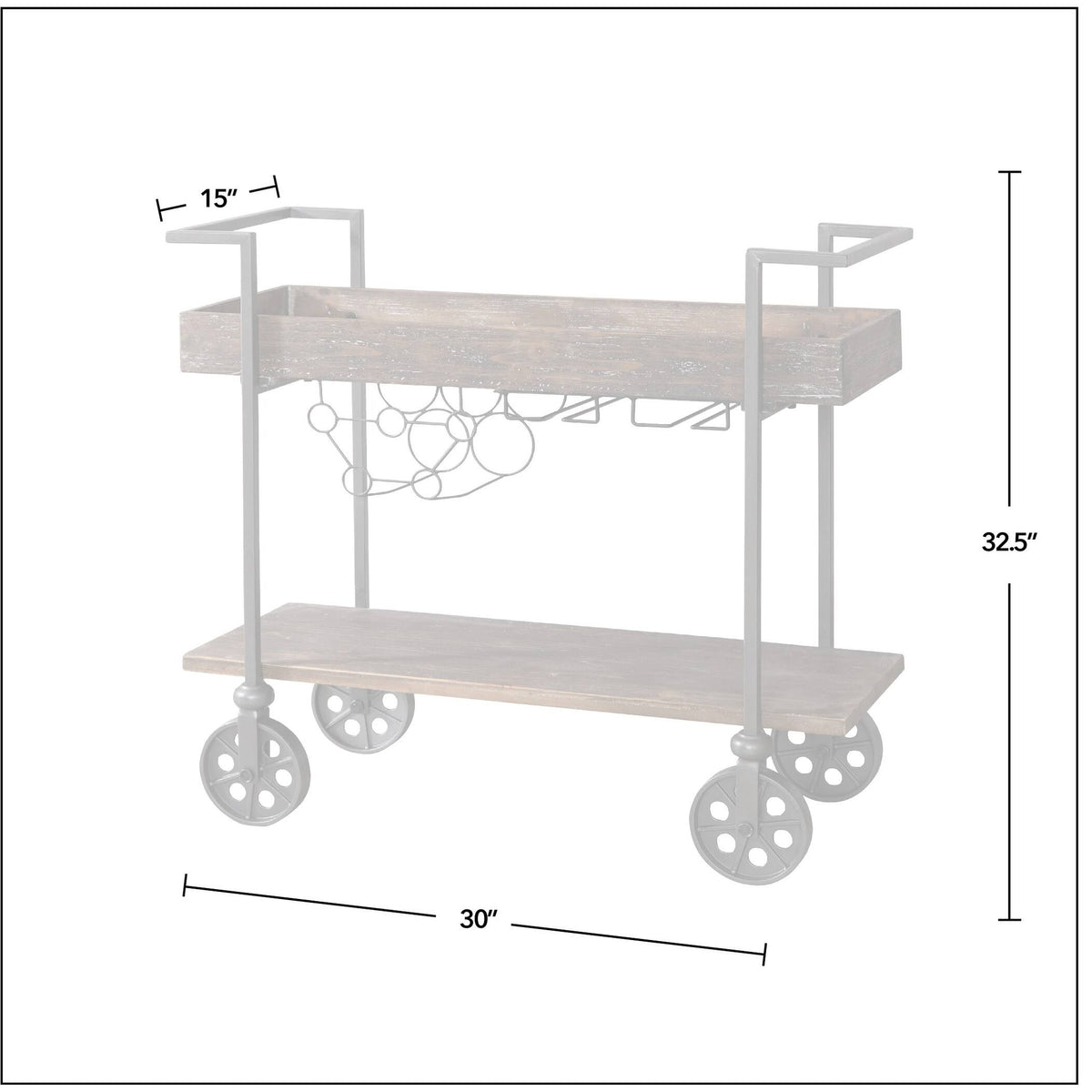 Black Industrial Farmhouse Bar Cart Q1960