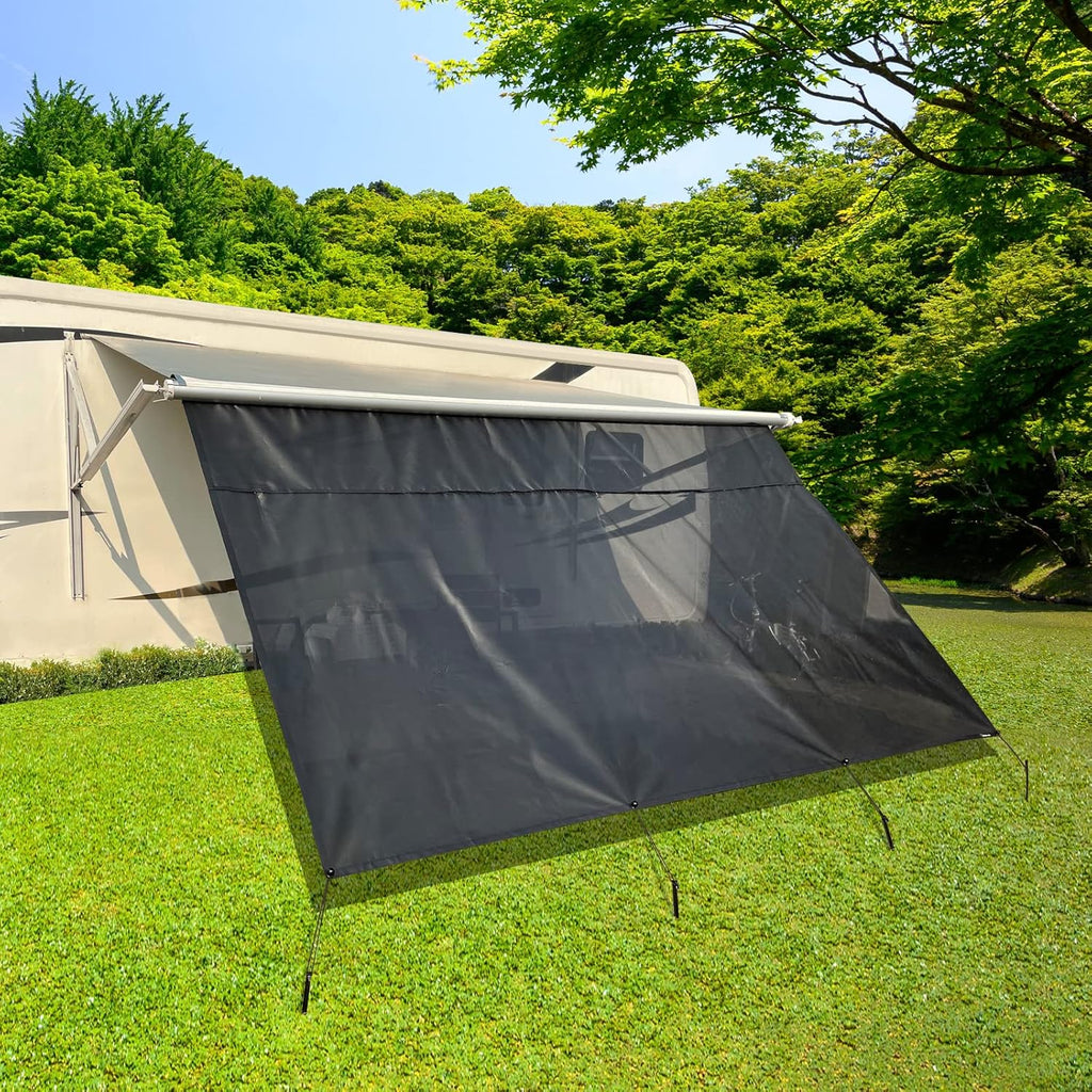 RV Awning Shade Screen with Zipper 8'X10'3'' Universal with Complete Kits E156