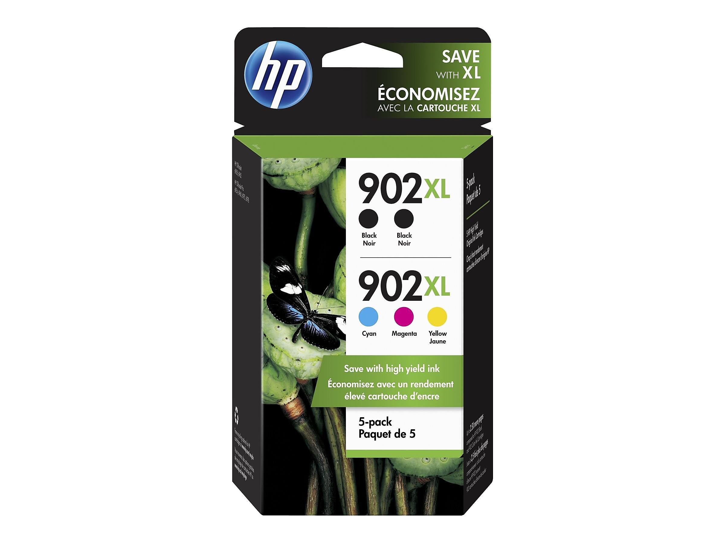 5-Pack HP 902XL Ink Cartridge Yellow Magenta Cyan Black H27669