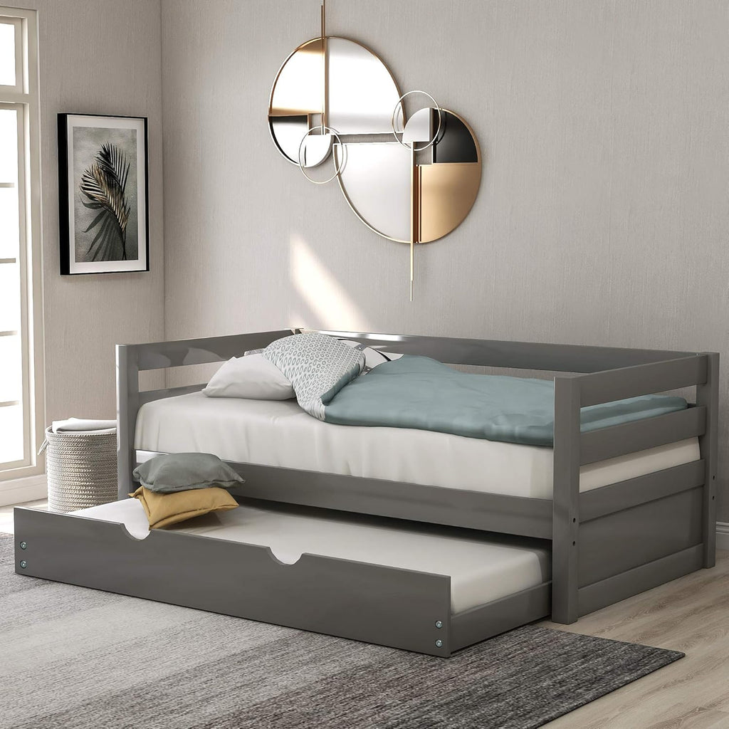 Twin Size Solid Wood Daybed with Trundle F8943