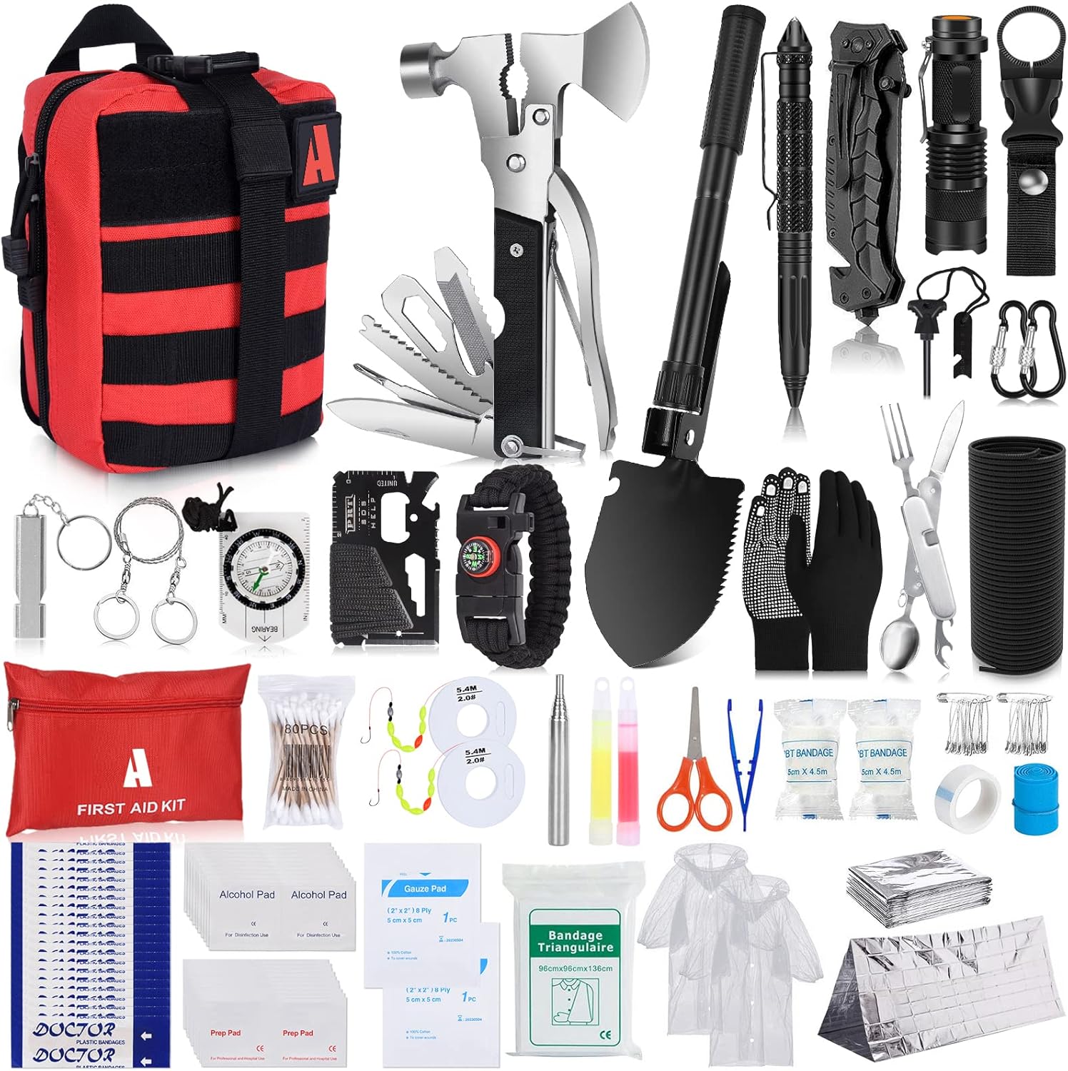 232 pcs Professional Survival Gear Emergency Tactical First Aid Kit Outdoor Trauma Bag Q394