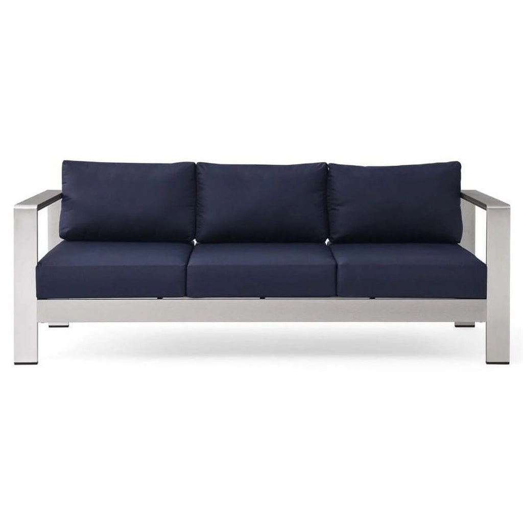 Aluminum Patio Sofa in Silver Navy Y12088