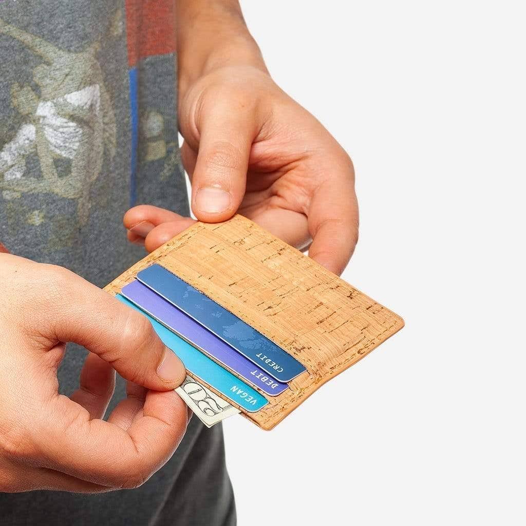 Black Vegan Cork Card Case Wallet T9388