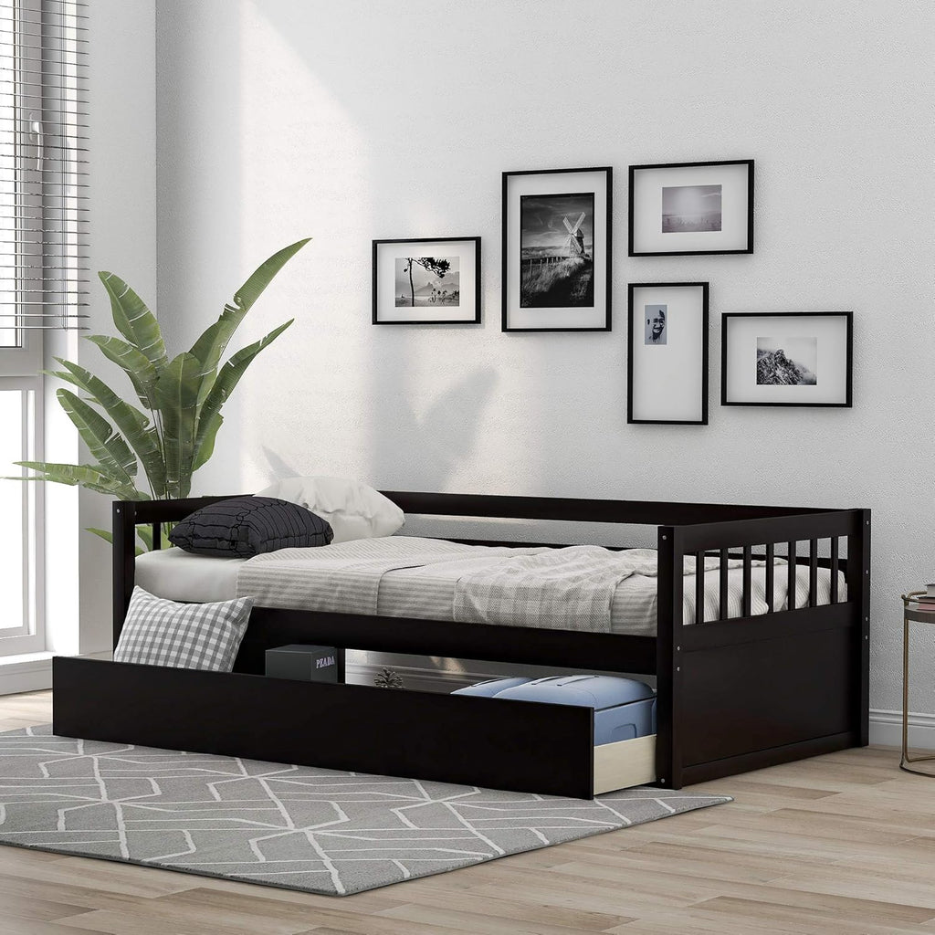 Twin Size Solid Wood Daybed with Trundle F8943