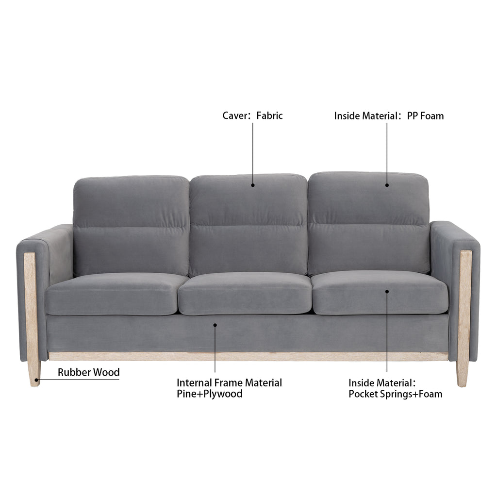 Solid Wood Three-Seater Sofa Couch J1999