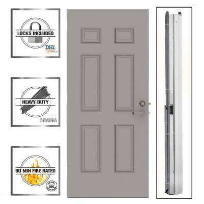 6-Panel Steel Gray Security Commercial Door with Hardware G332