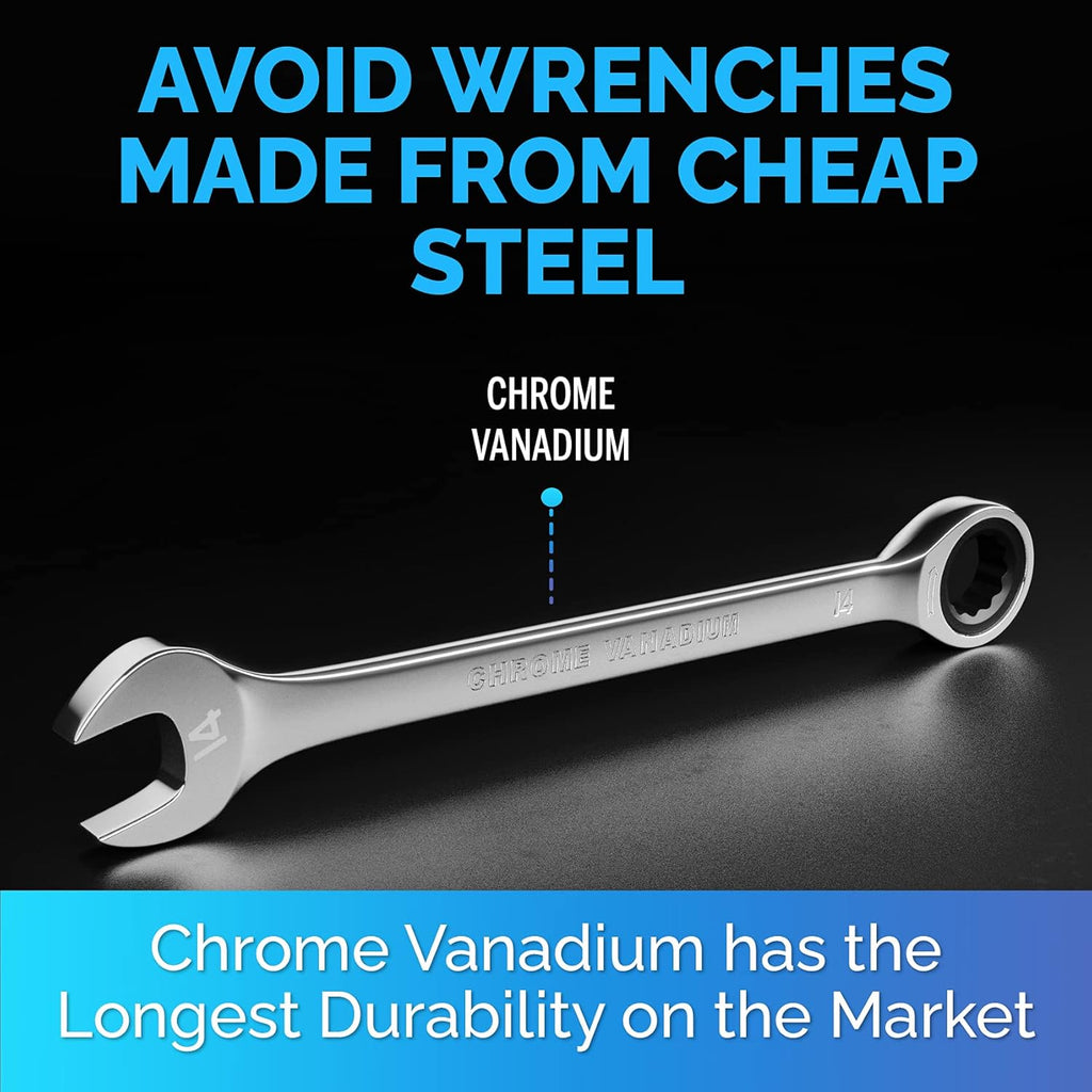 13 Pieces Slim Profile Ratcheting Wrench with Rack Organizer F131