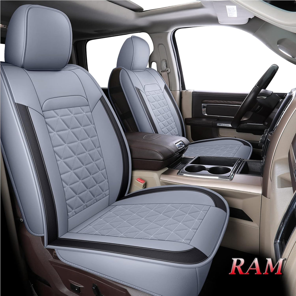 Red Waterproof Leather Seat Cover Protectors for RAM 1500 2500 3500 J960800