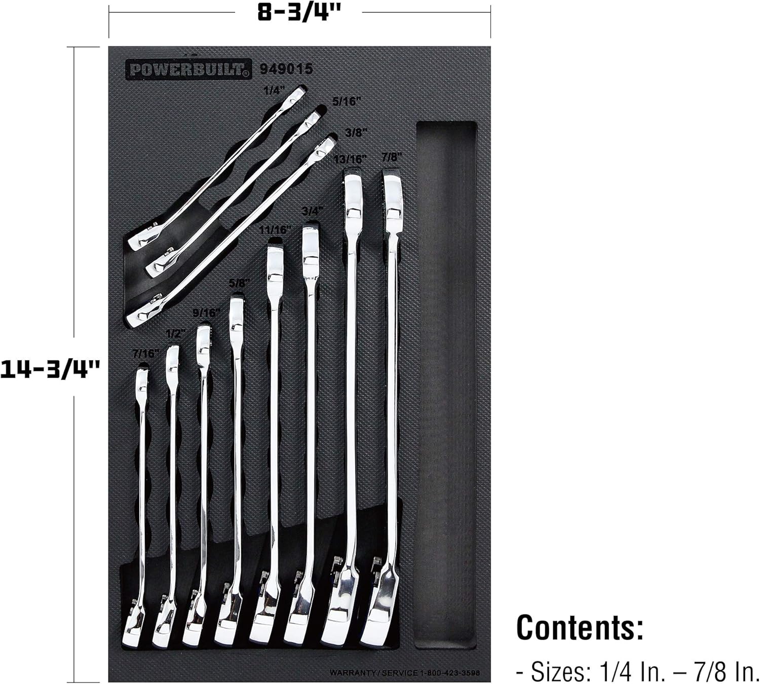 Metric 11Pc Reversible Ratcheting Wrench Set V415