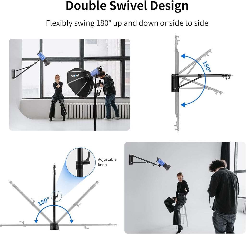 Wall Camera Mount with Triangle Base, 70.8 inch Adjustable Boom Arm P9780