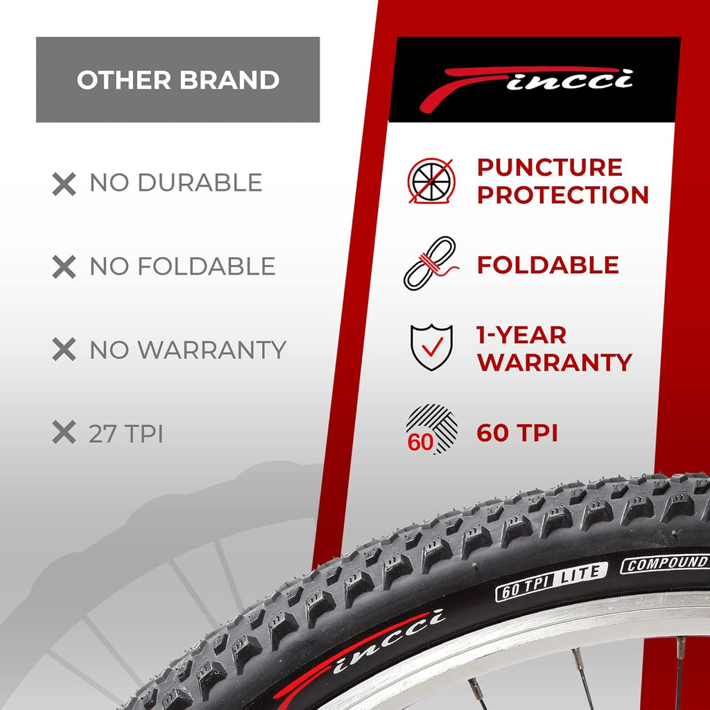 Pair 26 x 2.10 Inch Foldable 60 TPI XC Tires with Nylon Protection R502