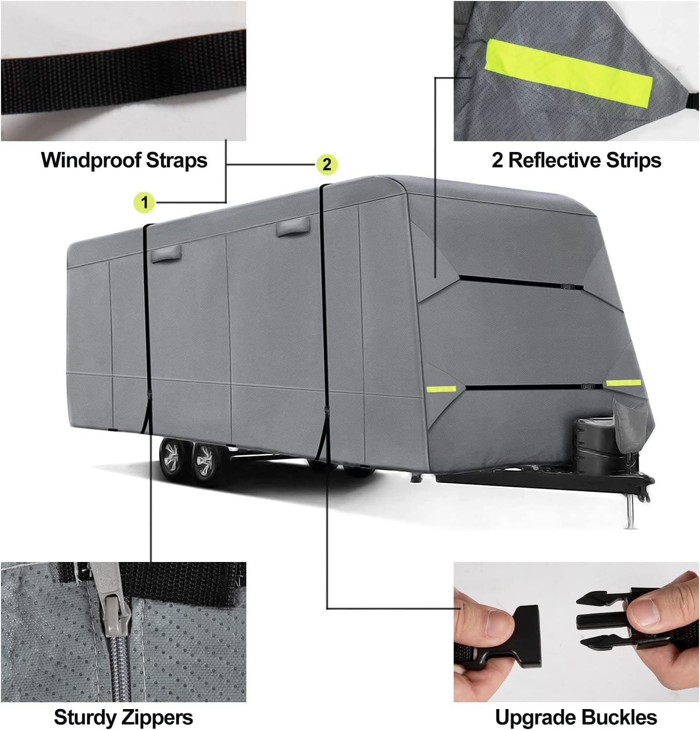 6 Layers RV Cover with Tie Cover & Gutter Cover & Tongue Jack Cover O44125